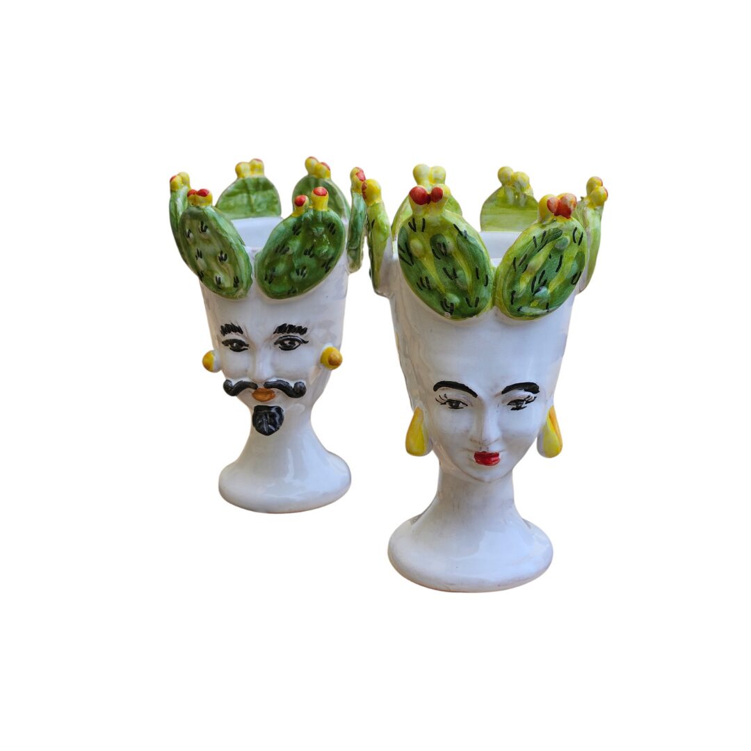 les-ottomans-sicily-sculpture-vase-2er-set-handbemalte-gesichtsvasen image 1