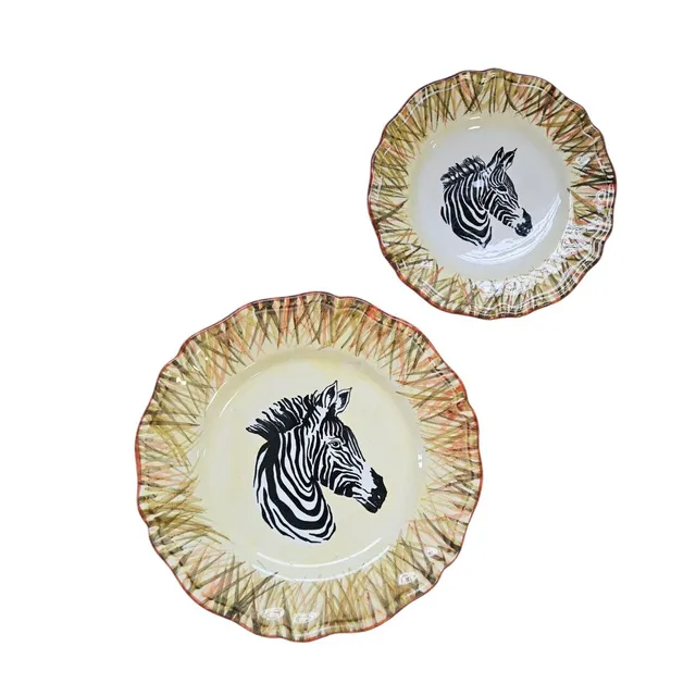 les-ottomans-teller-zebra-keramik-handbemalt-flach-dessertteller image 1