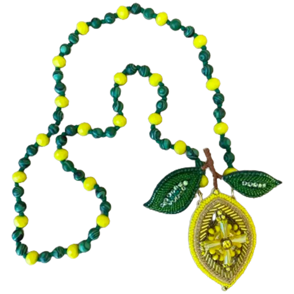 les-ottomans-lemon-brosche-handgestickt-mit-kette image 1