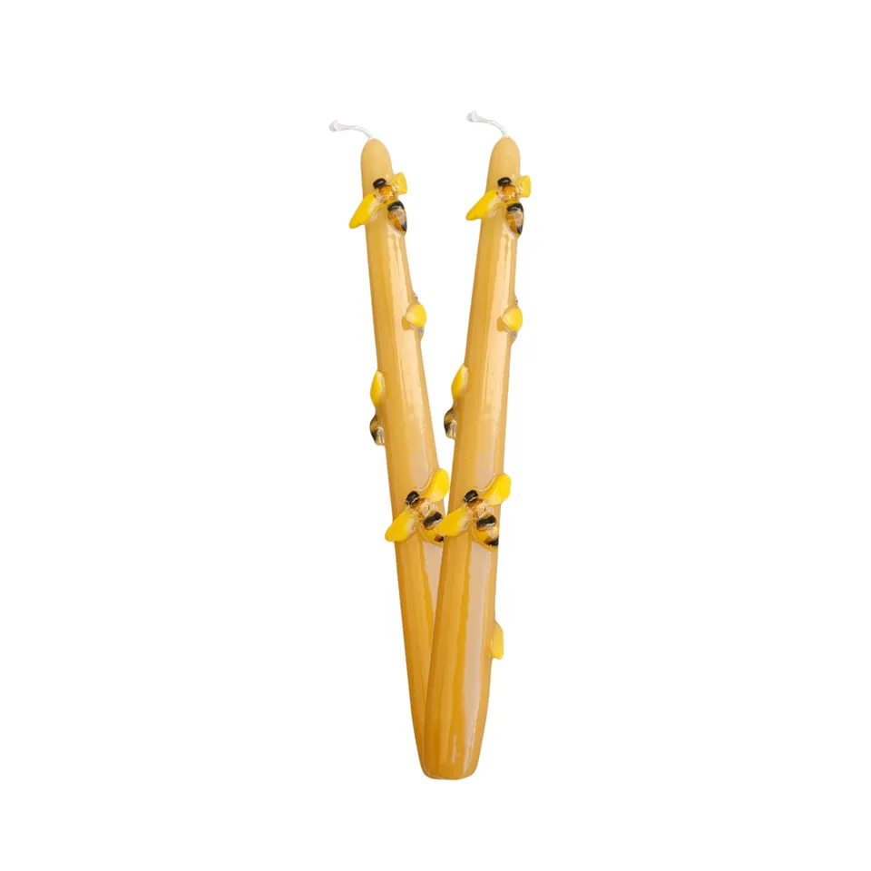 les-ottomans-bees-wachskerzen-2er-set-handbemalt-bienen image 1