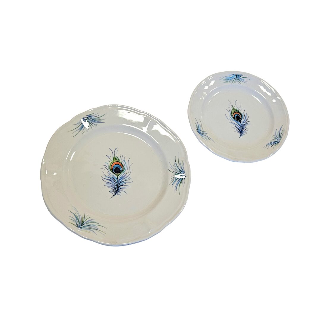 les-ottomans-peacock-teller-set-aus-handbemalter-keramik image 1