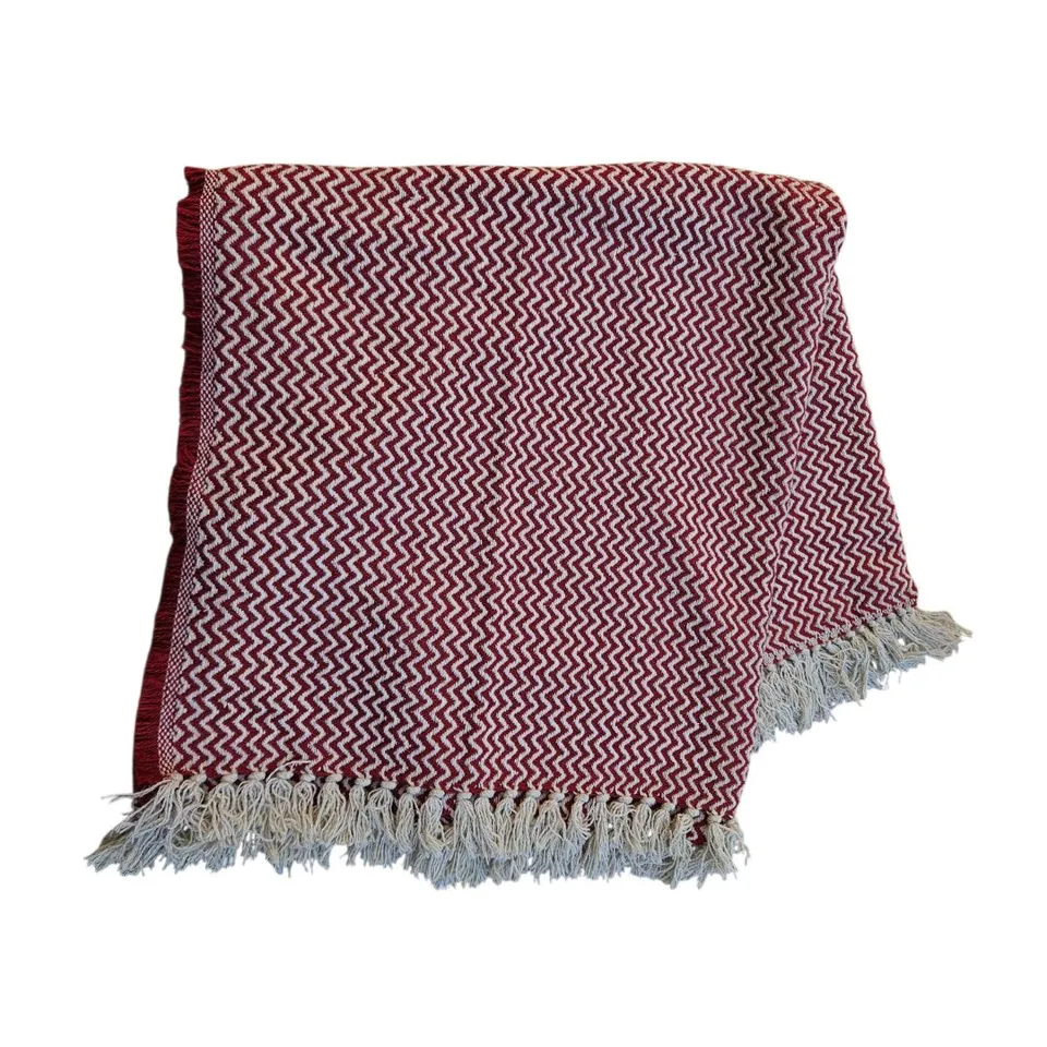 les-ottomans-plaid-decke-baumwolle-rosa-mit-quasten image 1