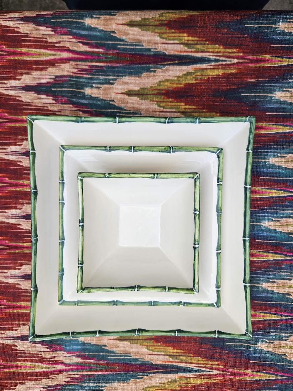 les-ottomans-schalen-keramik-quadratisch-gr-ner-bambus-3er-set image 2