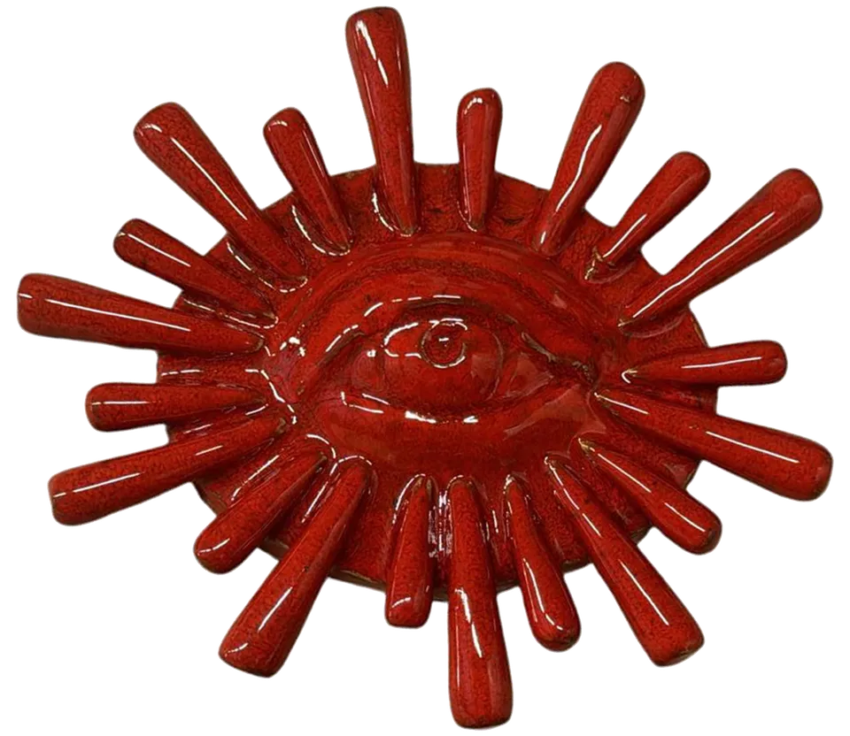 les-ottomans-sheltering-eye-dekoobjekt-keramik-rot-handbemalt image 1