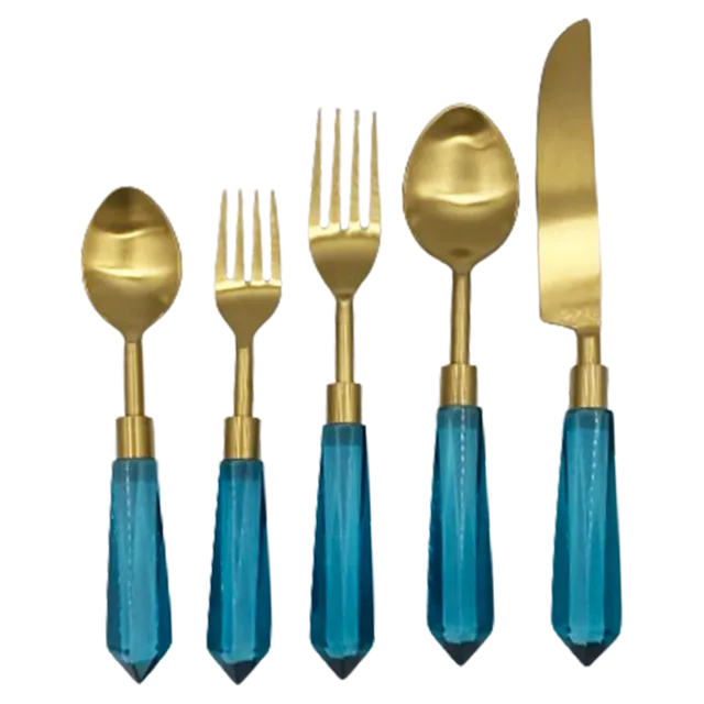 les-ottomans-turquoise-besteckset-5-teilig-farbiger-griff image 1