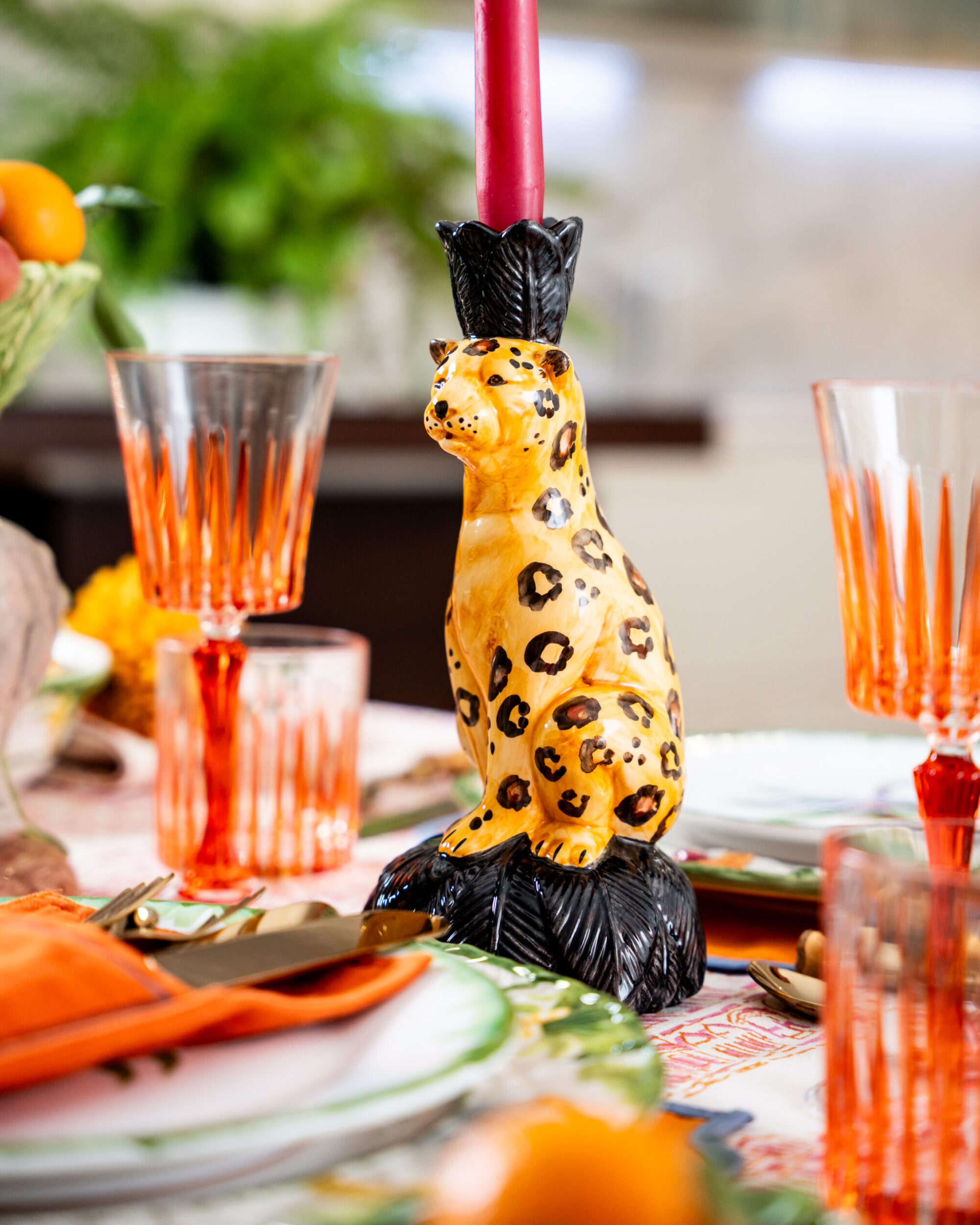 les-ottomans-kerzenhalter-leoparden-keramik-handbemalt image 3