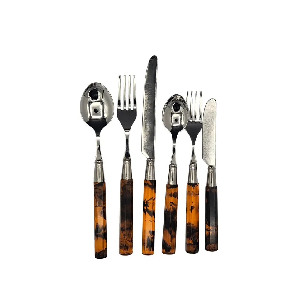 les-ottomans-tartaruga-besteckset-5-teilig-mit-schildpatt-harzgriff image 1