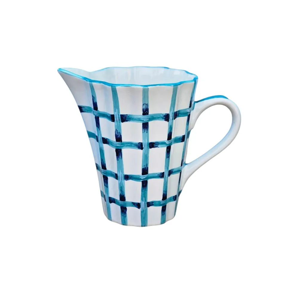 les-ottomans-brocca-wasserkrug-aus-keramik-handbemalt-blau image 1