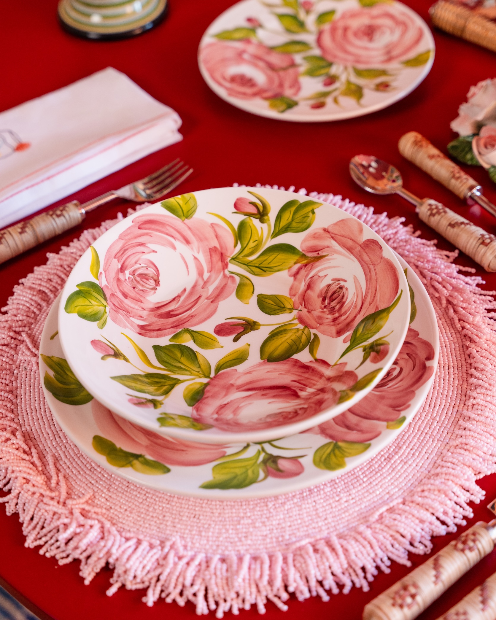 les-ottomans-tjb27-platzset-2er-set-perlen-mit-fransen-rosa image 2