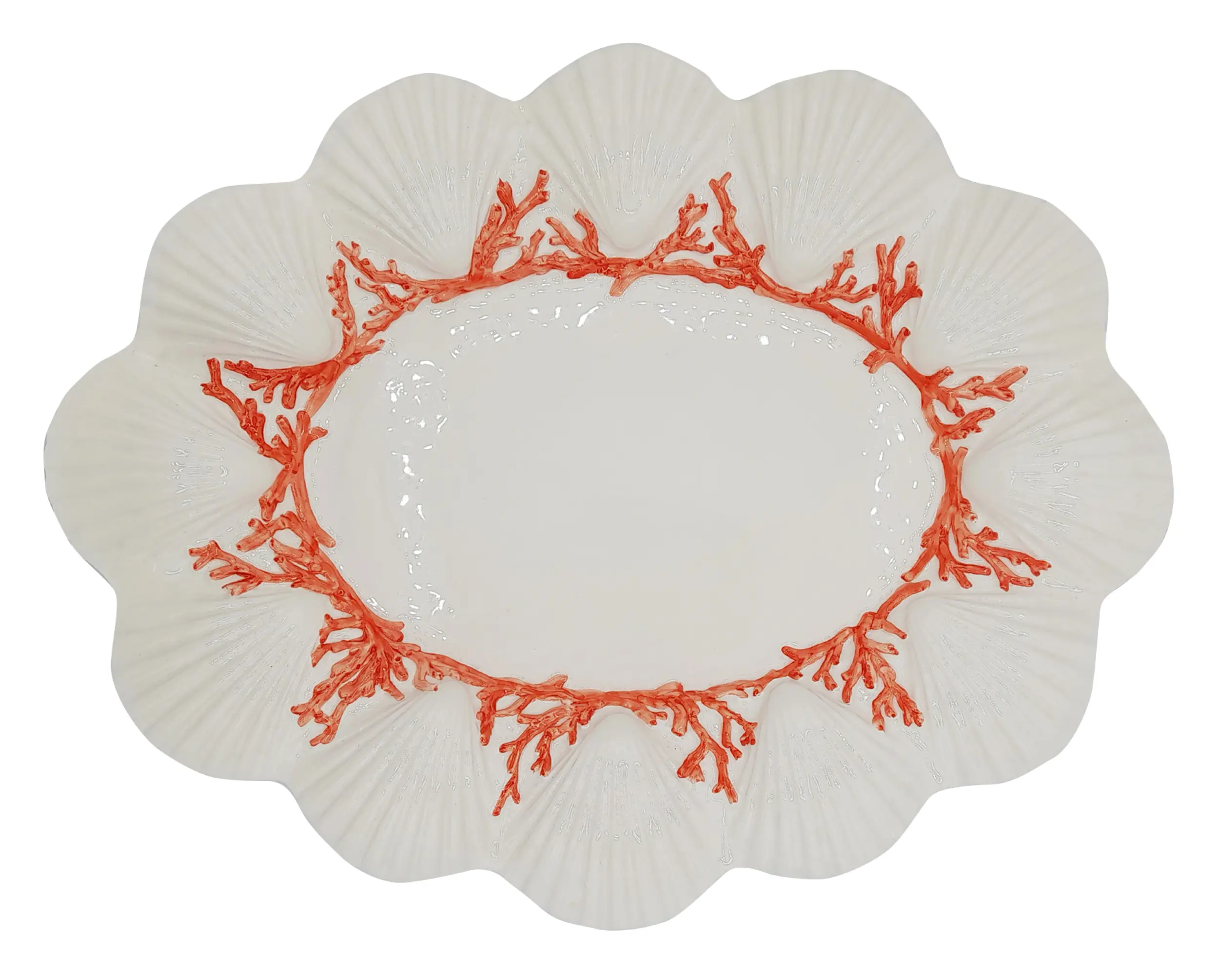les-ottomans-saint-jacques-serviertablett-keramik-koralle-handbemalt image 1