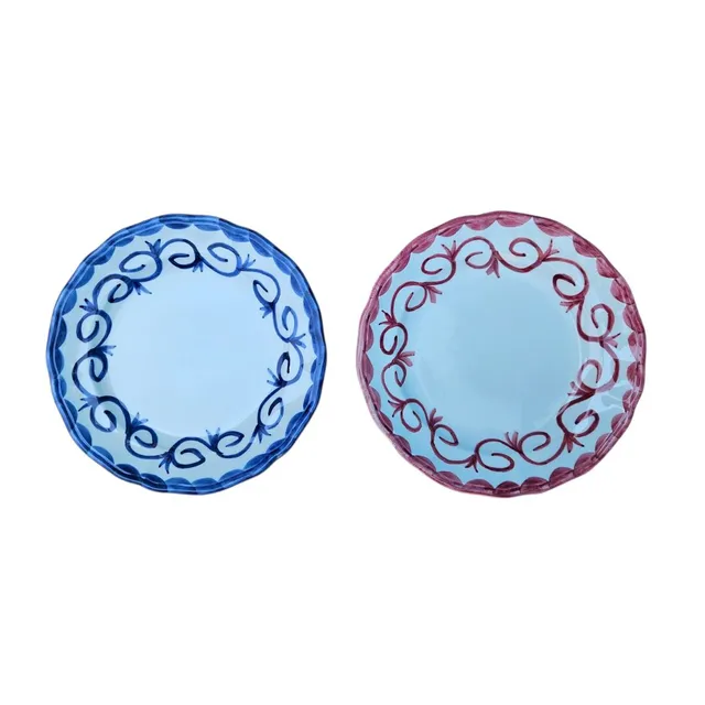 les-ottomans-set-aus-2-handbemalten-keramiktellern-essteller-dessertteller-blau- image 1