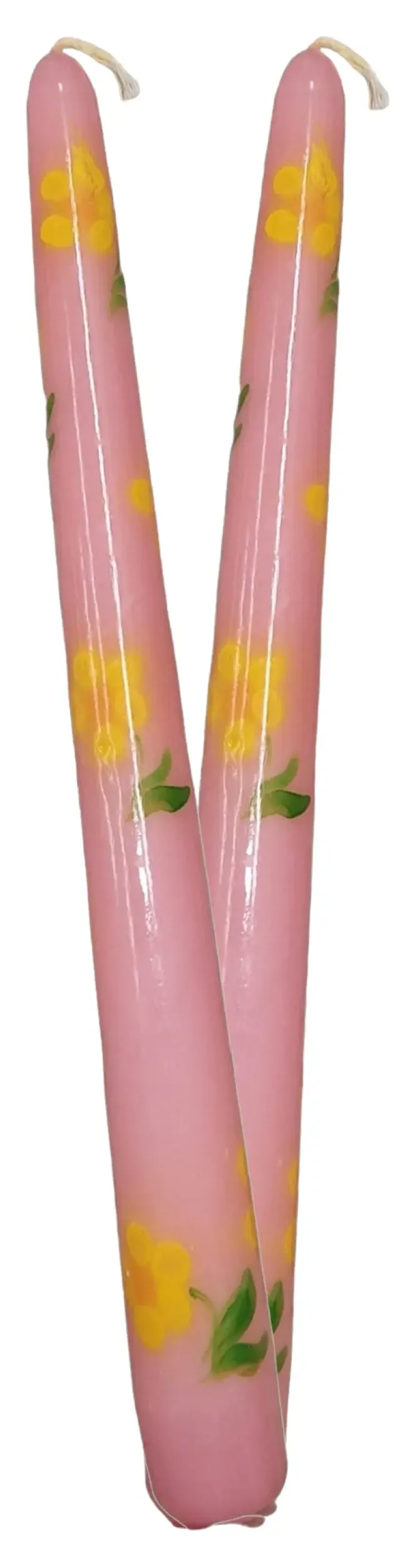 les-ottomans-flowers-set-2-stabkerzen-wachs-handbemalt image 1