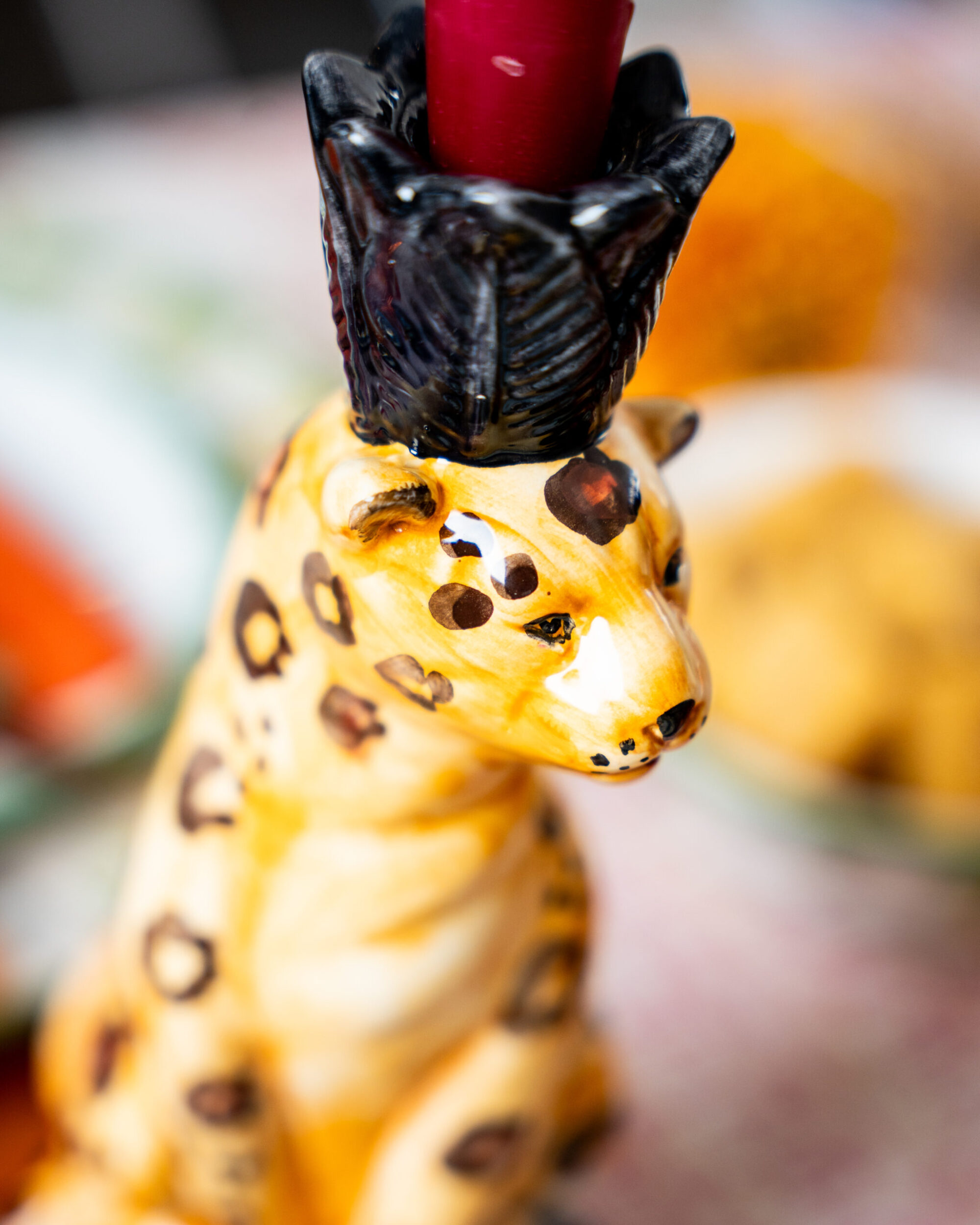 les-ottomans-kerzenhalter-leoparden-keramik-handbemalt image 2