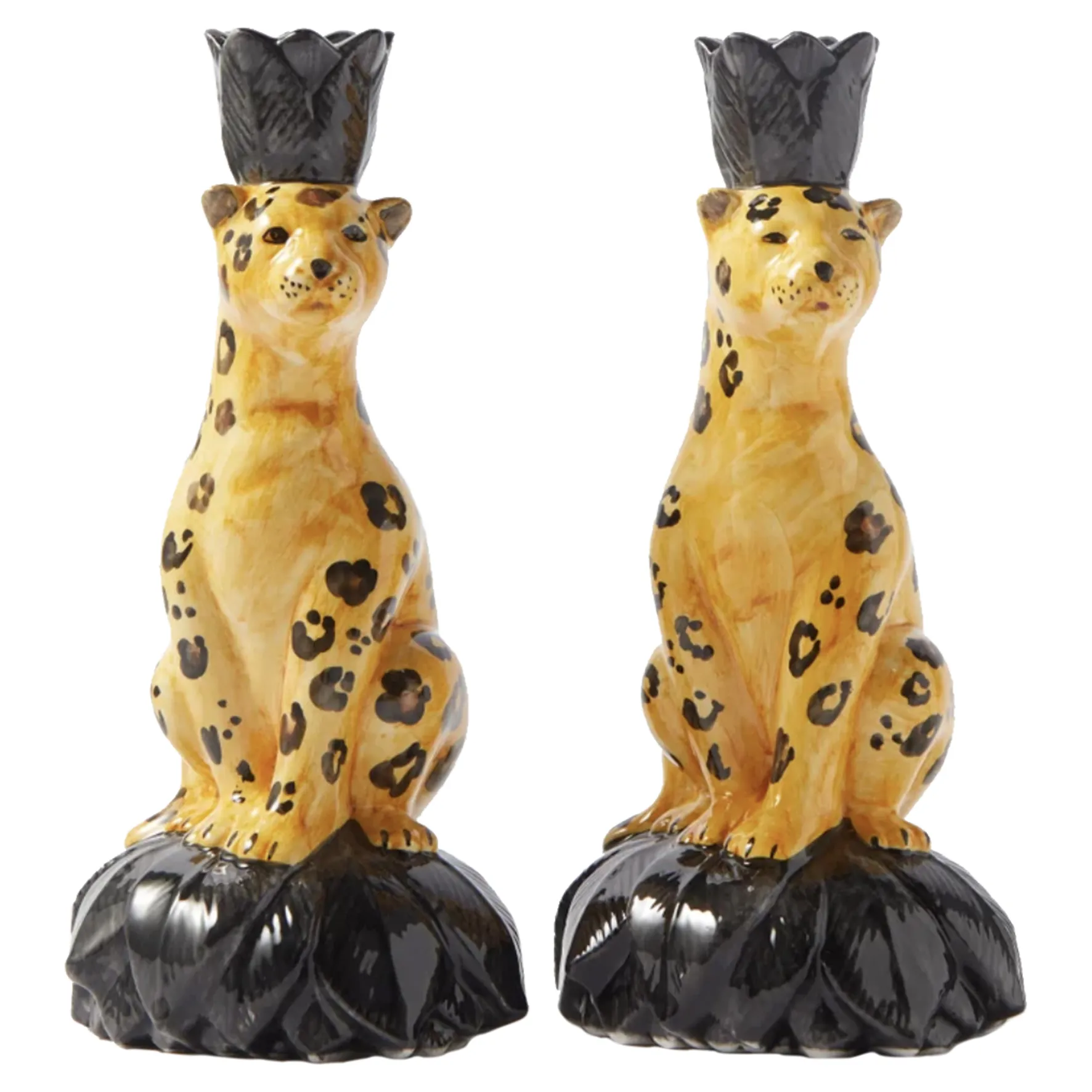 les-ottomans-kerzenhalter-leoparden-keramik-handbemalt image 1
