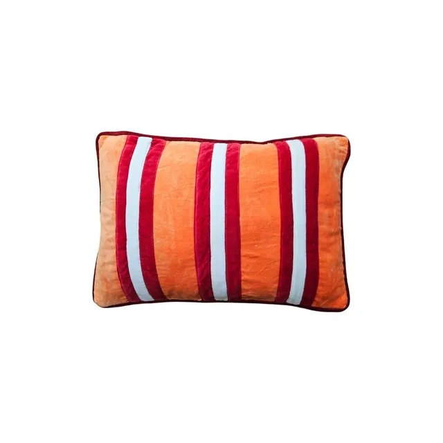 les-ottomans-kissenbezug-aus-streifen-samt-orange-40x60-cm image 1