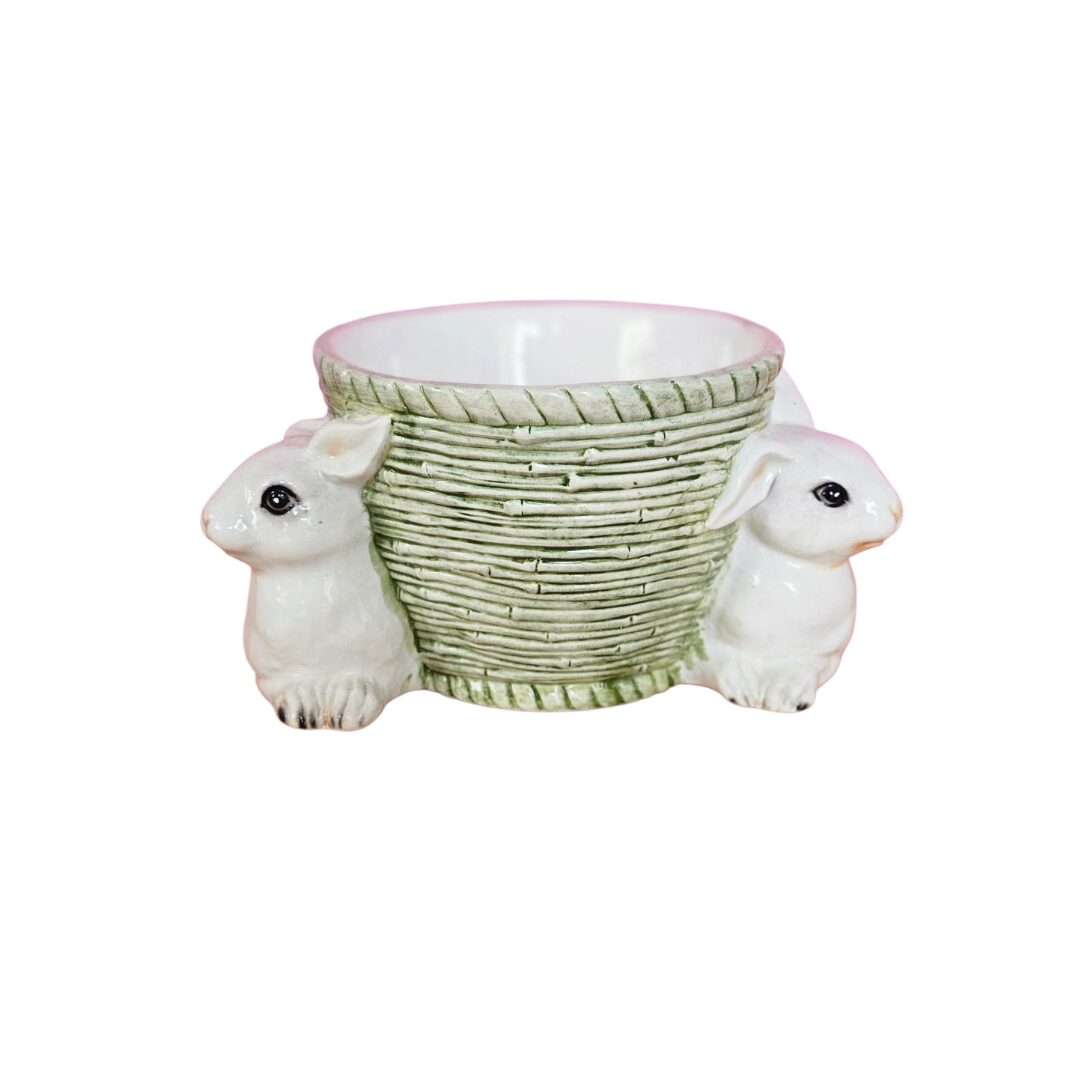 les-ottomans-handbemalte-keramikvase-mit-zwei-hasen image 1
