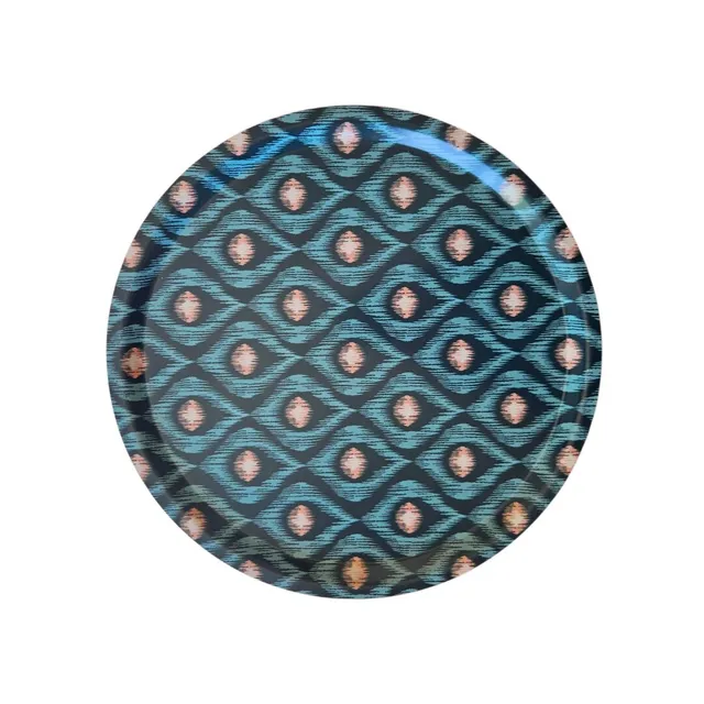 les-ottomans-ikat-tablett-rund-holztablett-mit-ikat-druck image 1