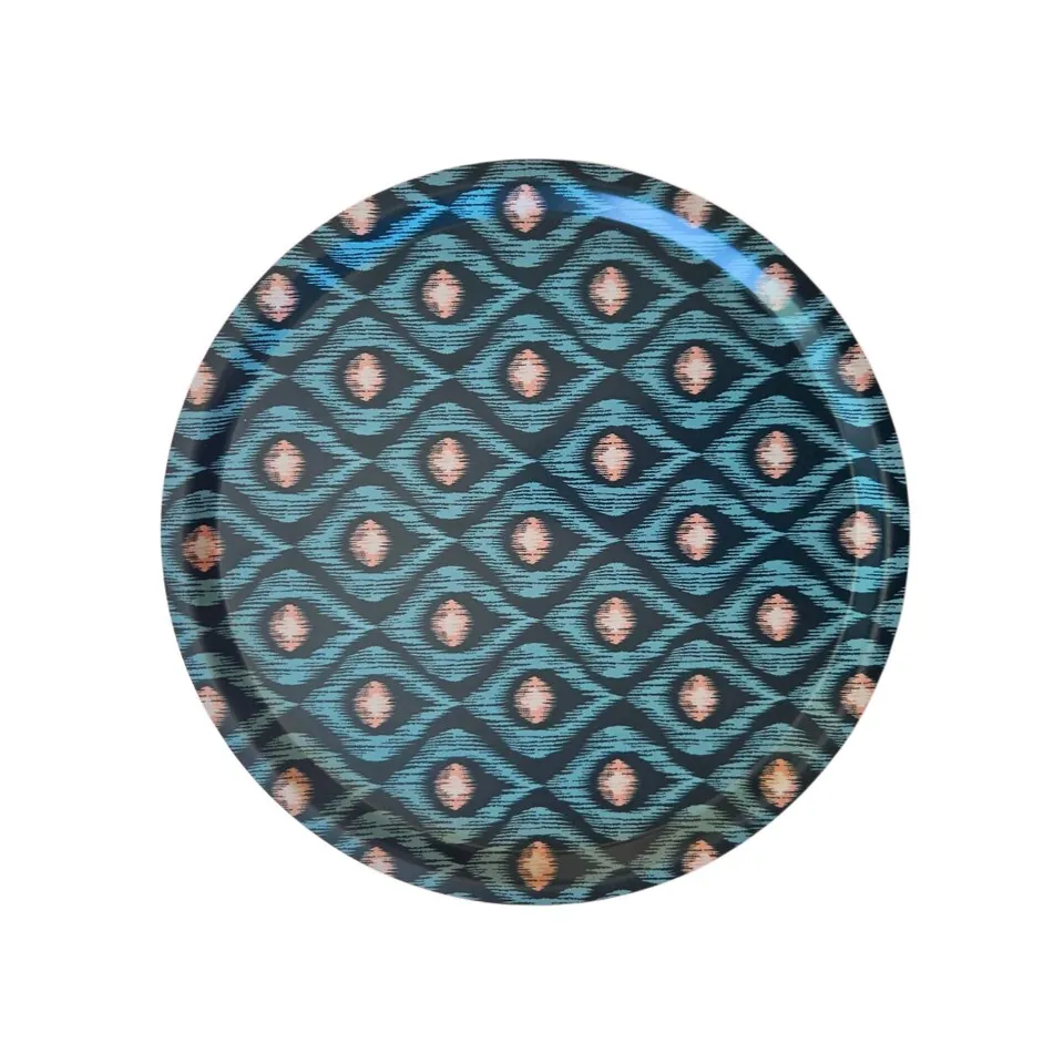 les-ottomans-ikat-tablett-rund-holztablett-mit-ikat-druck image 1