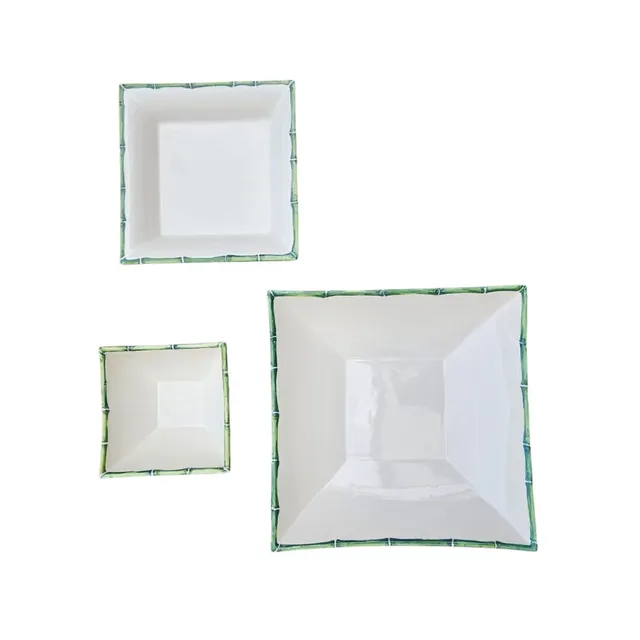 les-ottomans-schalen-keramik-quadratisch-gr-ner-bambus-3er-set image 1