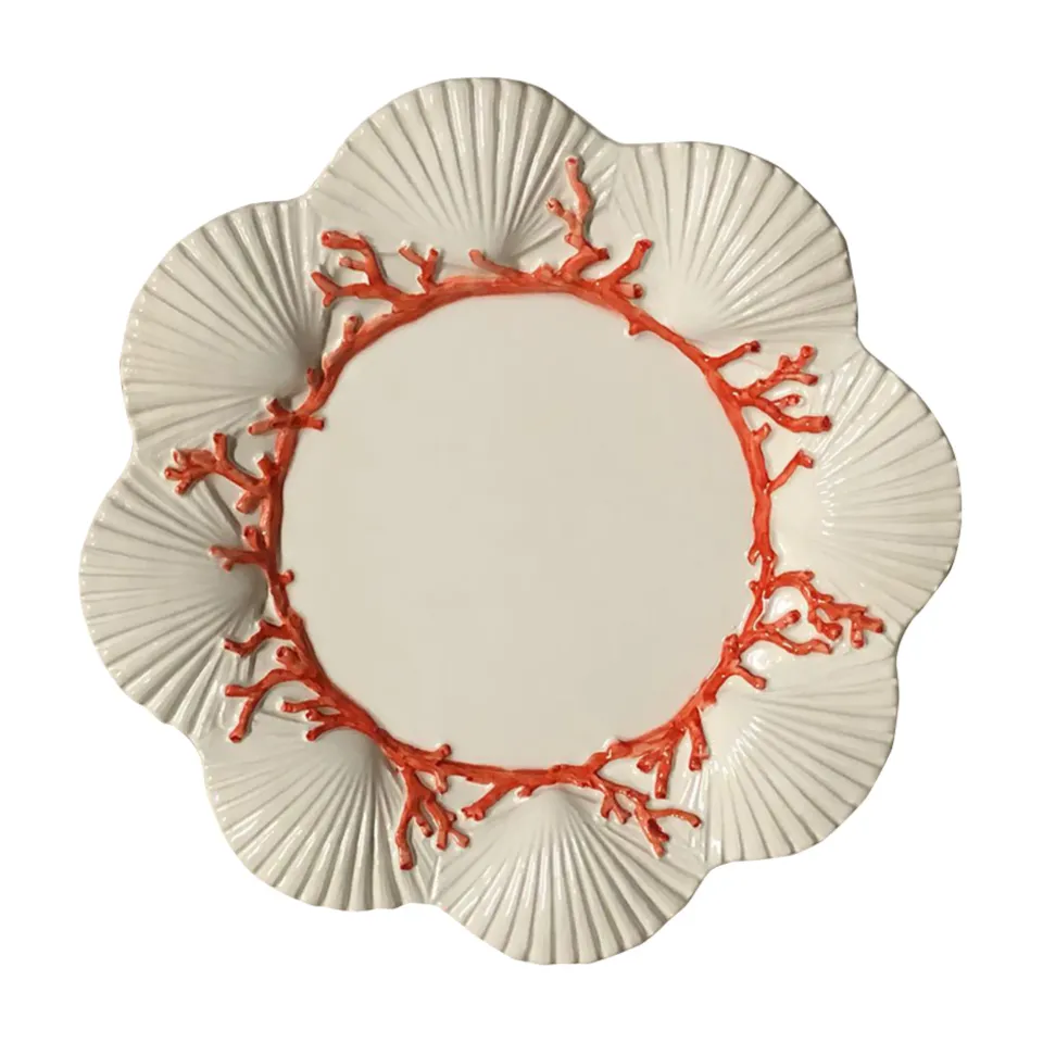 les-ottomans-saint-jacques-desserteller-keramik-koralle-handbemalt image 1