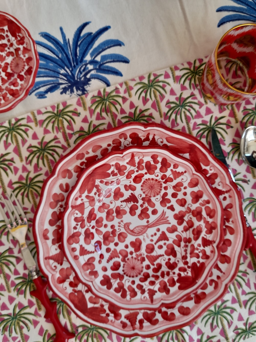 les-ottomans-dessertteller-keramik-uccelli-e-fiori-handbemalt image 2