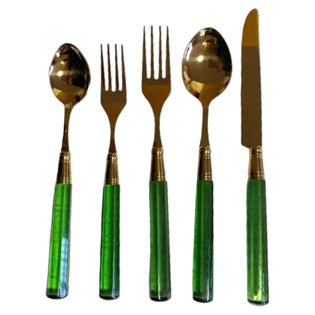 les-ottomans-emerald-besteckset-5-teilig-mit-farbgiff image 1