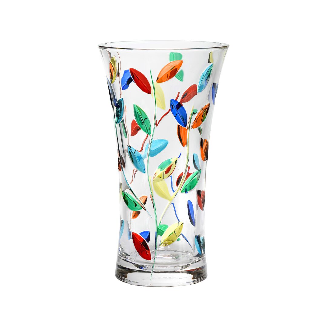 les-ottomans-kristallvase-multicolore-mit-blattgravur image 1