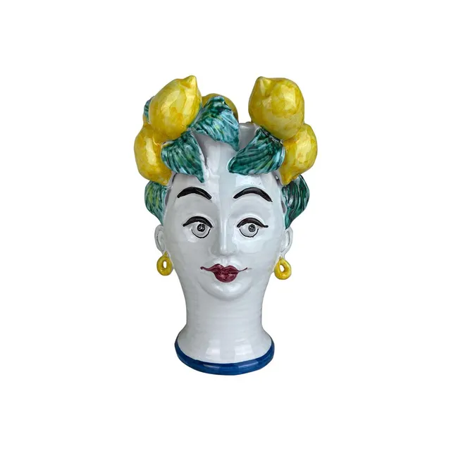 les-ottomans-sicily-sculpture-scu10-vase-aus-handbemalter-keramik-gesicht-zitron image 1