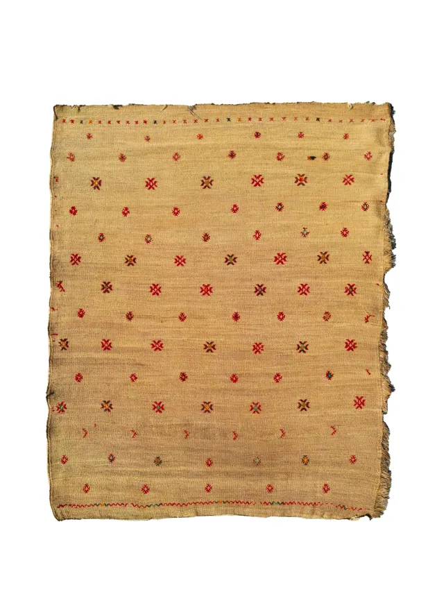 les-ottomans-vintage-mauretanische-matte-aus-stroh-handbestickt image 1