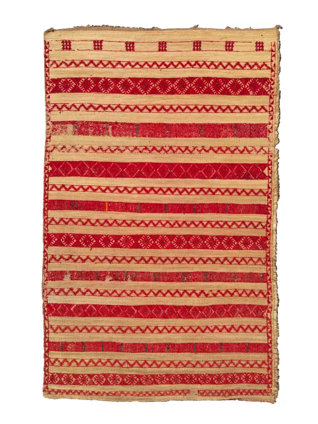 les-ottomans-mauritanische-matte-vintage-stroh-handbestickt-2 image 1