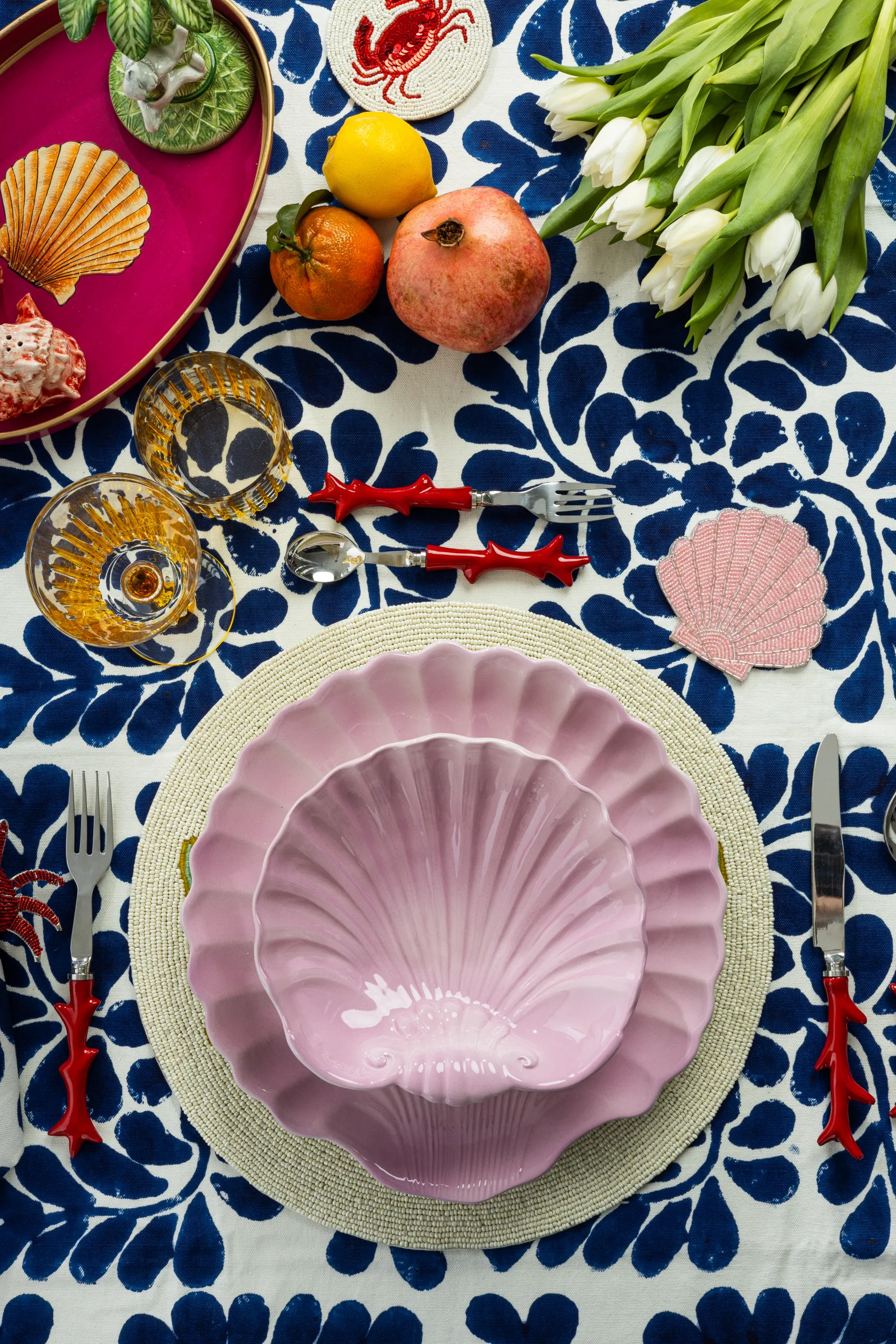 les-ottomans-shell-dessertteller-pink-aus-keramik-handbemalt image 2