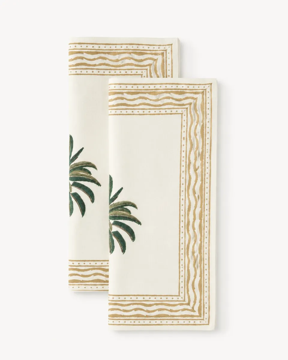 les-ottomans-palm-stoffservietten-set-2-baumwolle-handbedruckt-npk64 image 1