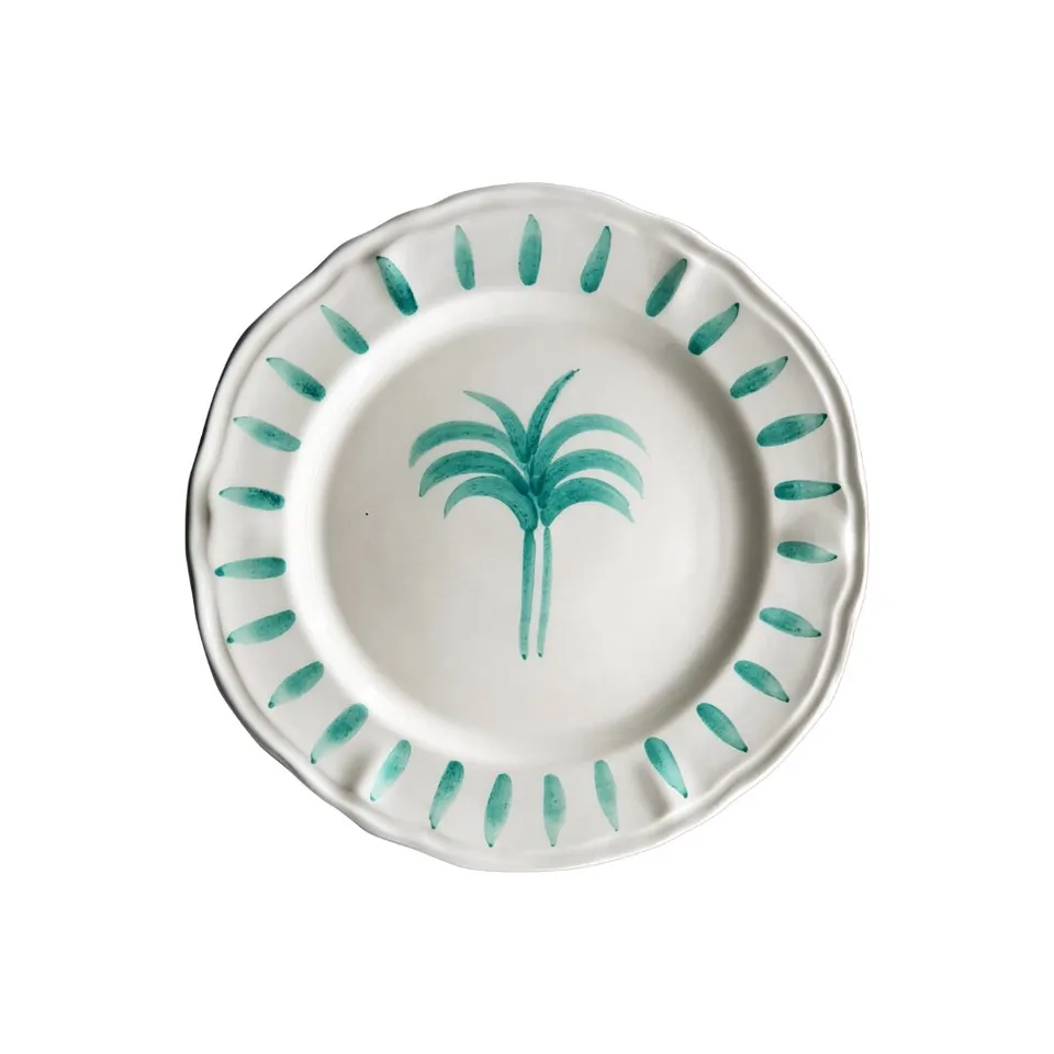 les-ottomans-palms-tpv02-teller-flach-keramik-gr-ne-palmen image 1