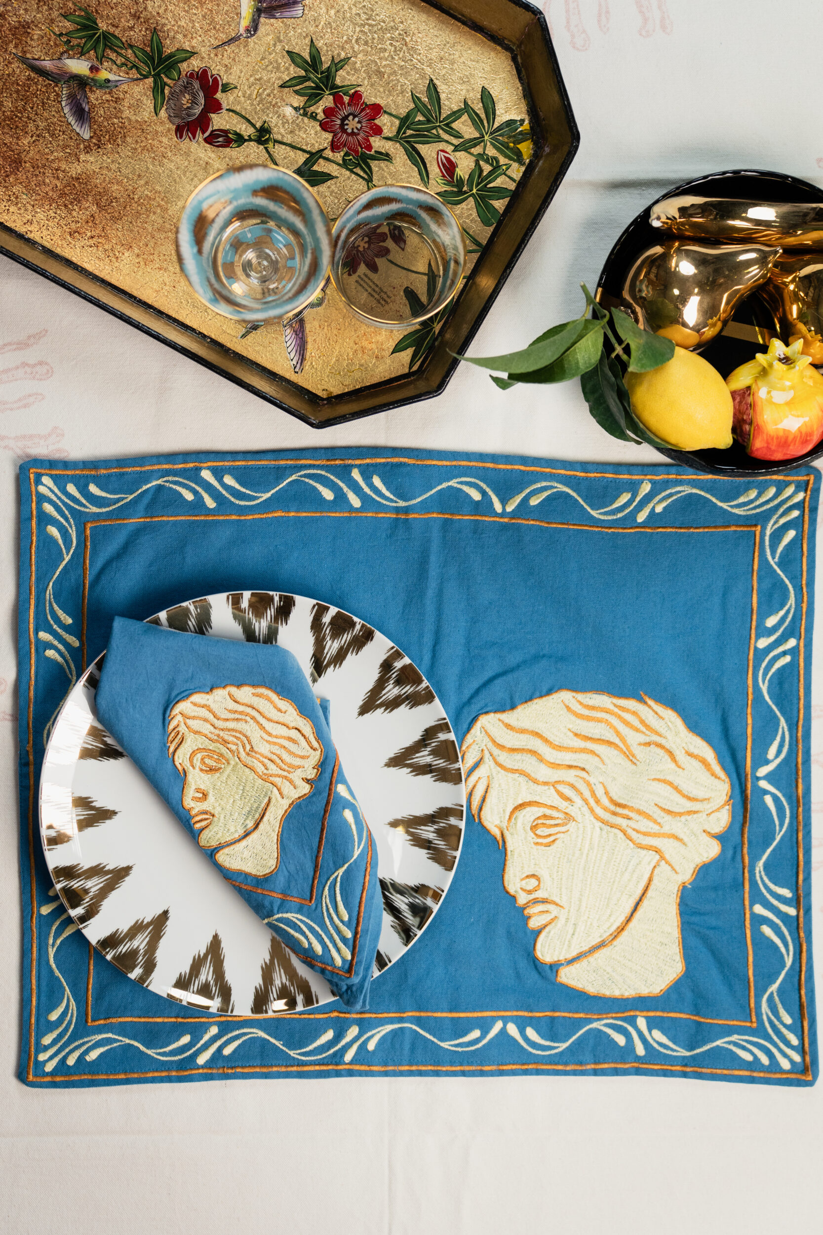 les-ottomans-tischset-serviette-baumwolle-busto-romano-stick-set image 2