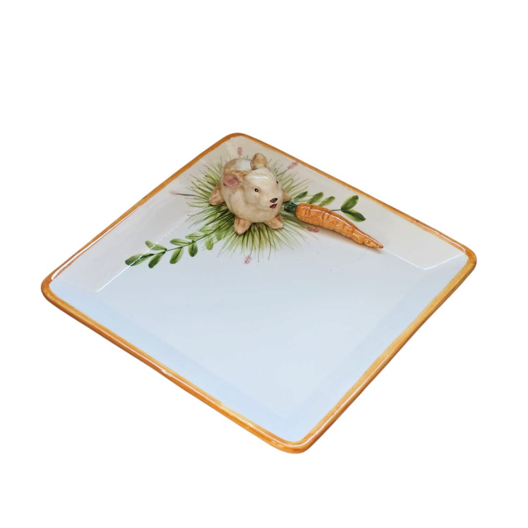 les-ottomans-tablett-coniglio-quadratische-keramik-handbemalt image 1