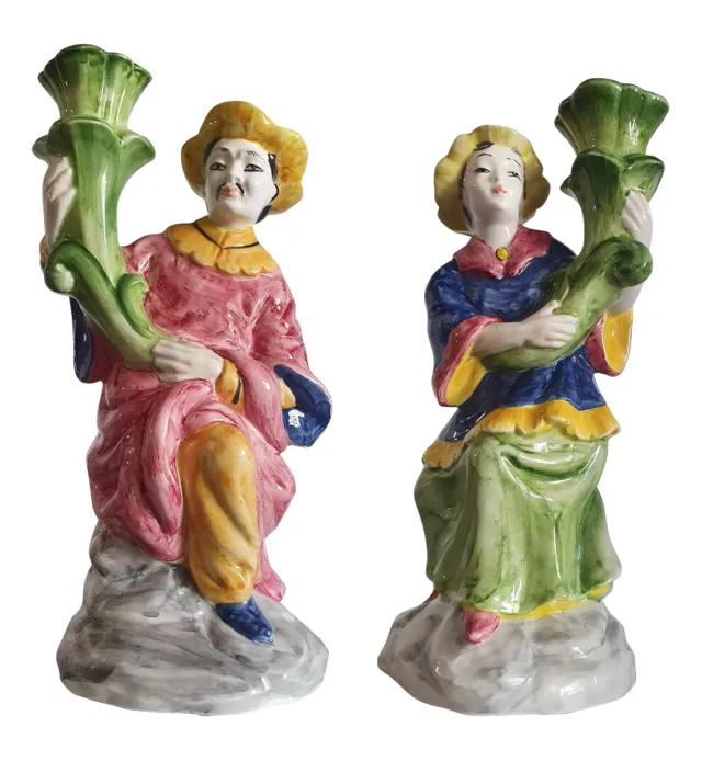 les-ottomans-chinoiserie-kerzenhalter-2er-set-keramik-handbemalt image 1