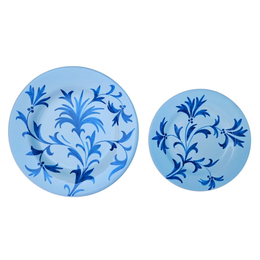 les-ottomans-set-aus-2-handbemalten-keramiktellern-speise-dessertteller-blau-wei image 1