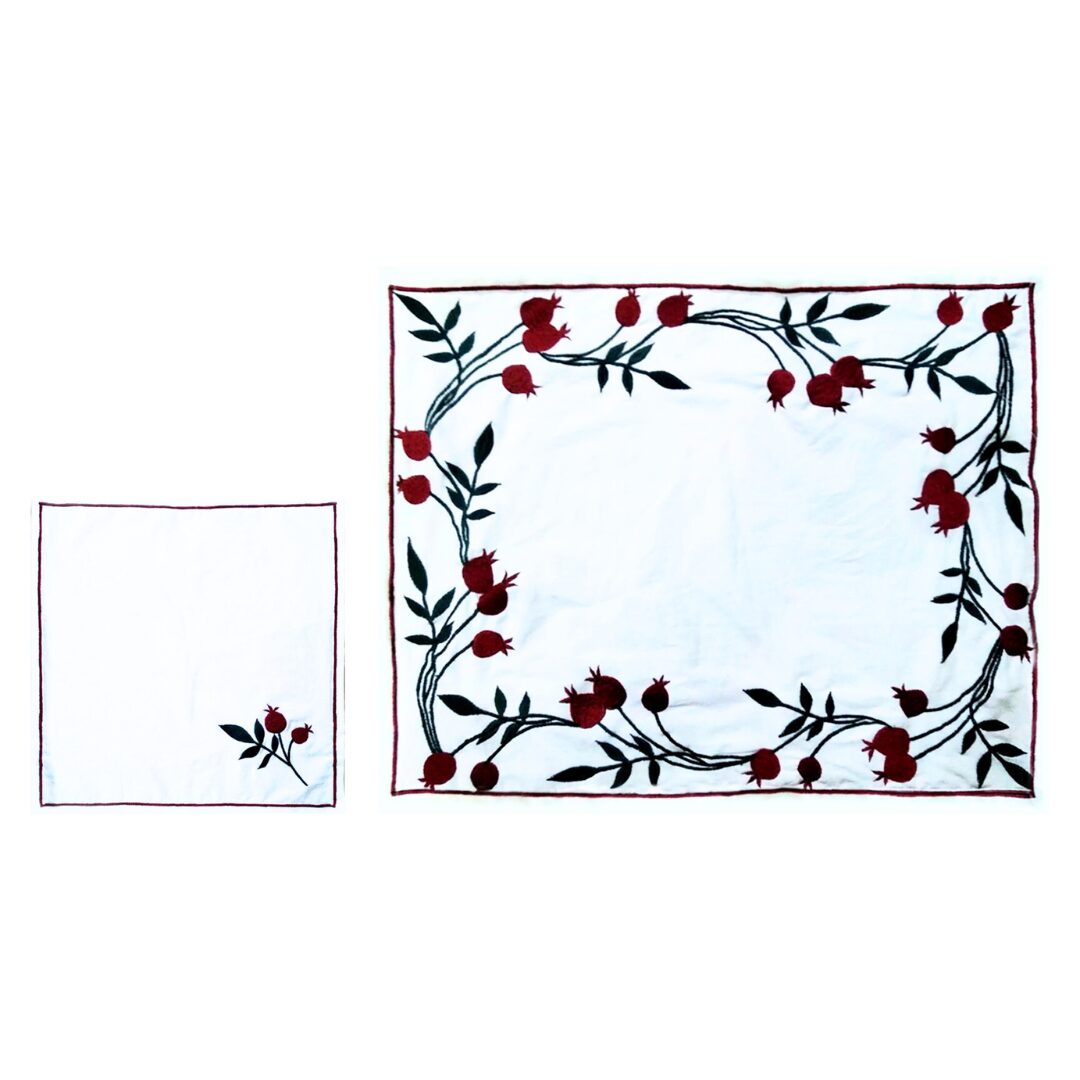 les-ottomans-melograno-pen08-platzset-mit-serviette-aus-bestickter-baumwolle image 1