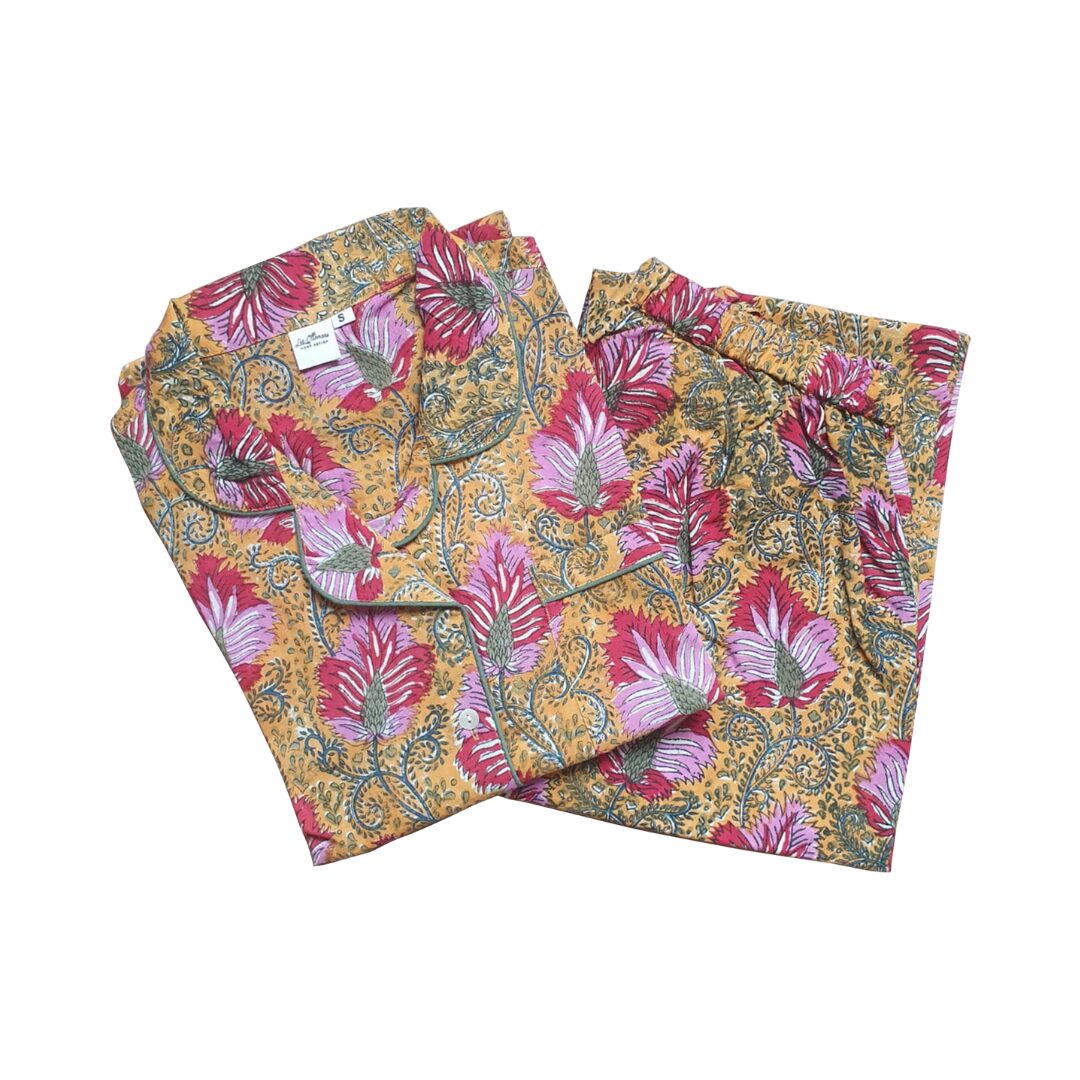les-ottomans-pj02-pyjama-set-aus-baumwolle-handbedruckter-ikat image 1