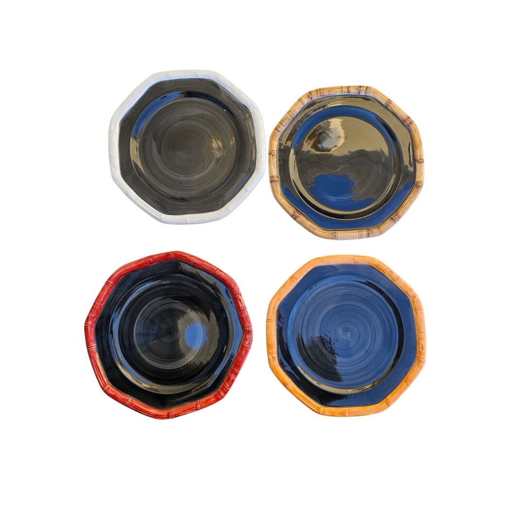 les-ottomans-bamboo-essteller-aus-keramik-handbemalt-4er-set image 1