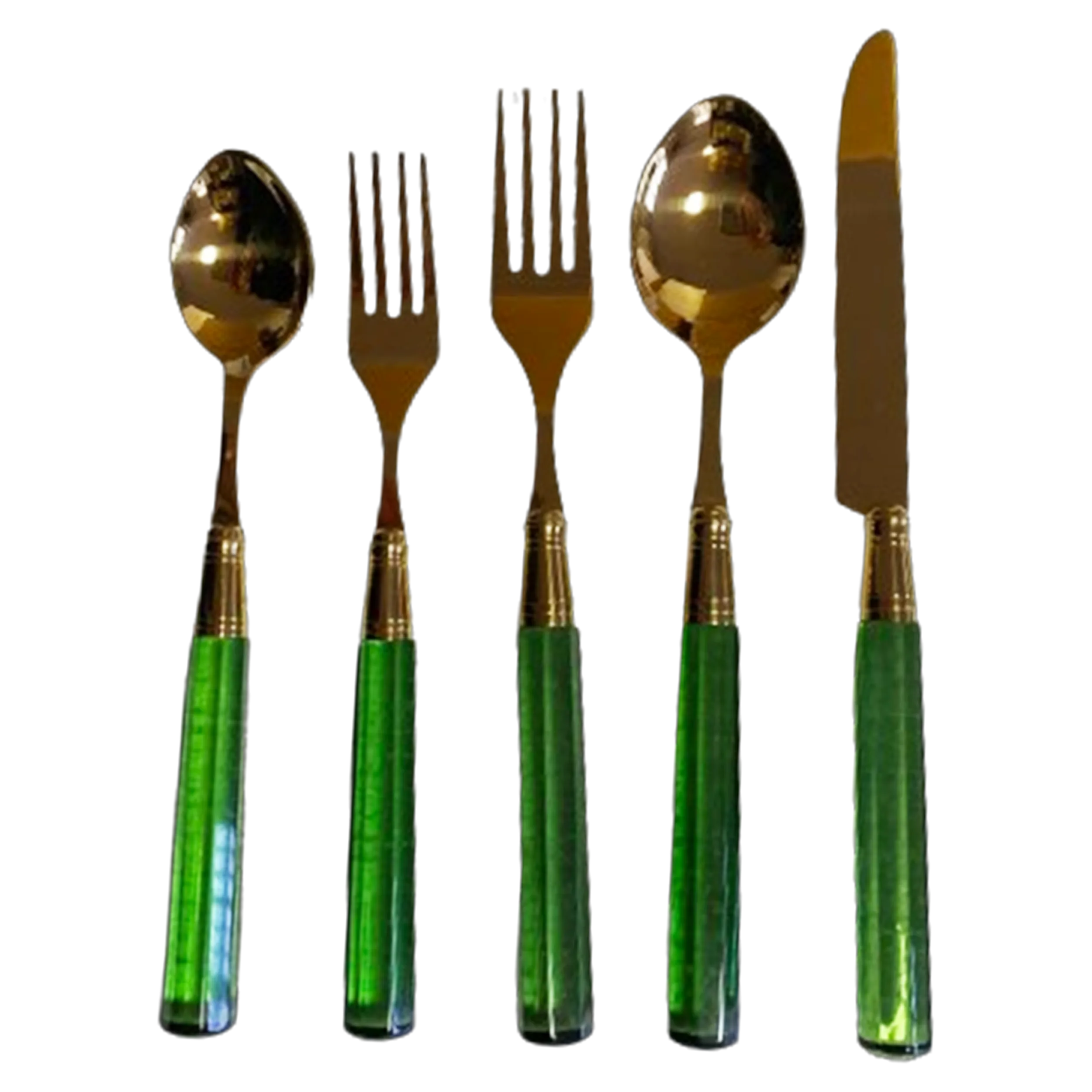 les-ottomans-emerald-besteckset-5-teilig-mit-farbgiff image 1