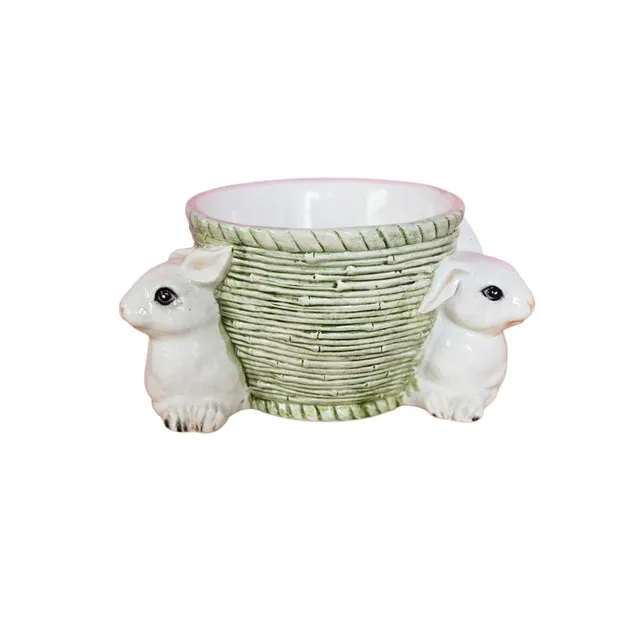 les-ottomans-handbemalte-keramikvase-mit-zwei-hasen image 1