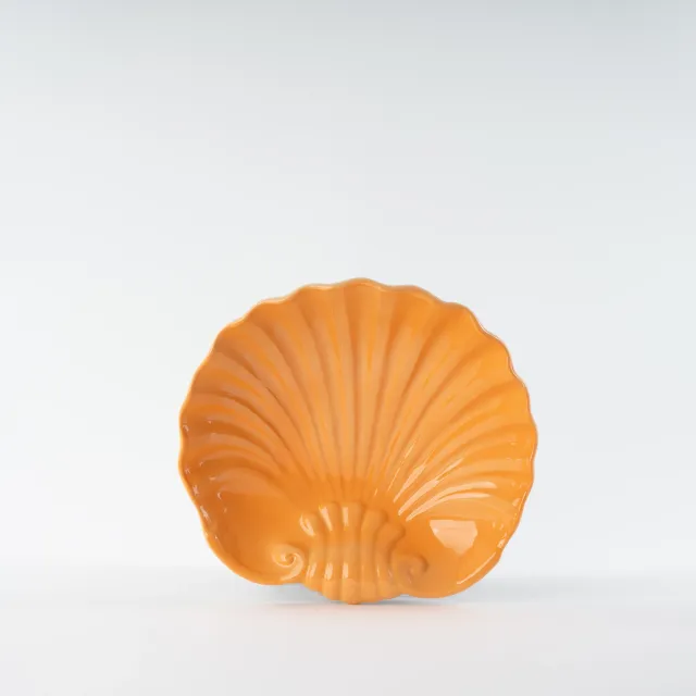 les-ottomans-shell-dessertteller-keramik-orange-handbemalt image 1