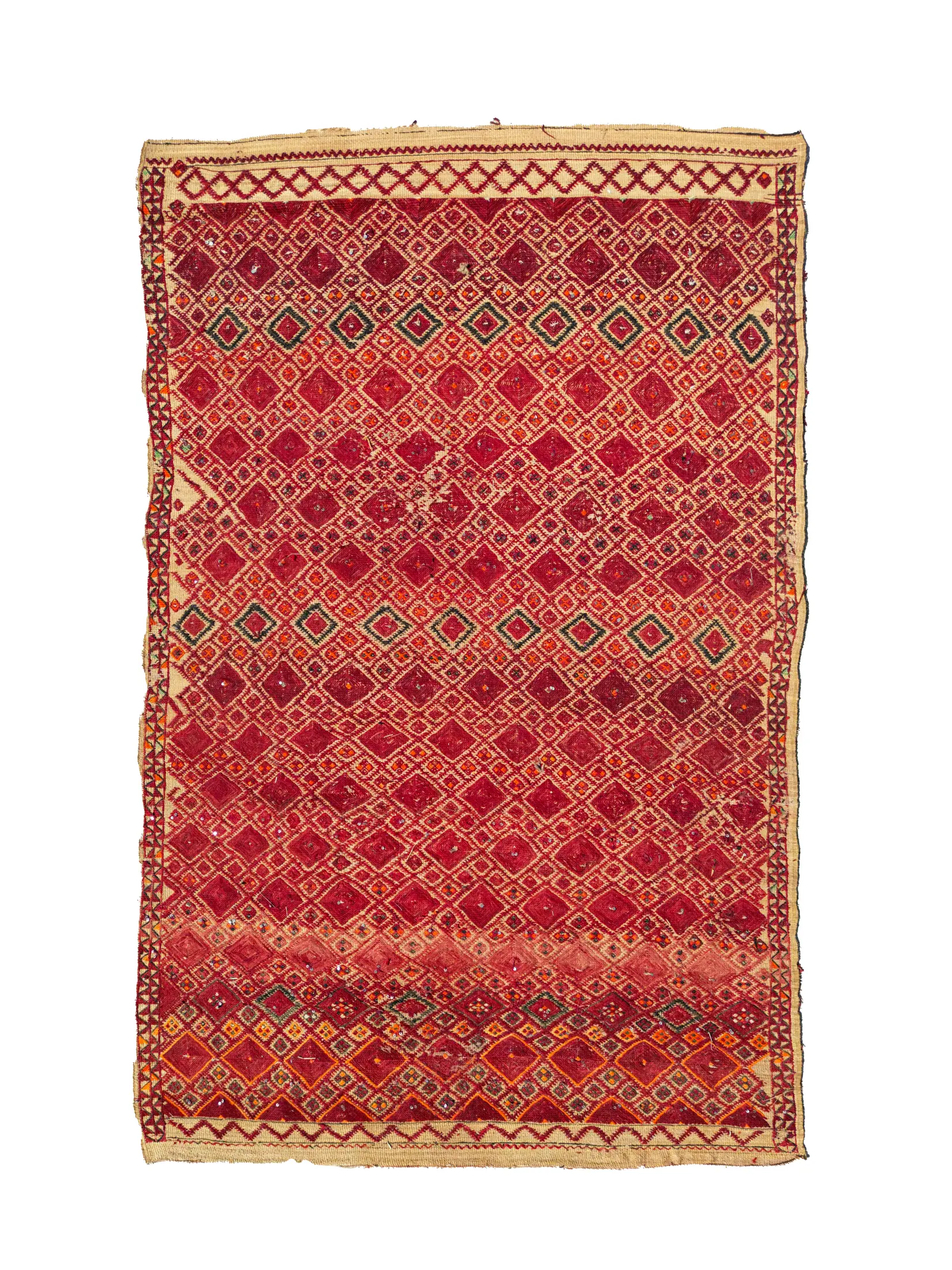 les-ottomans-vintage-mauritanische-matte-strohteppich-handbestickt image 1