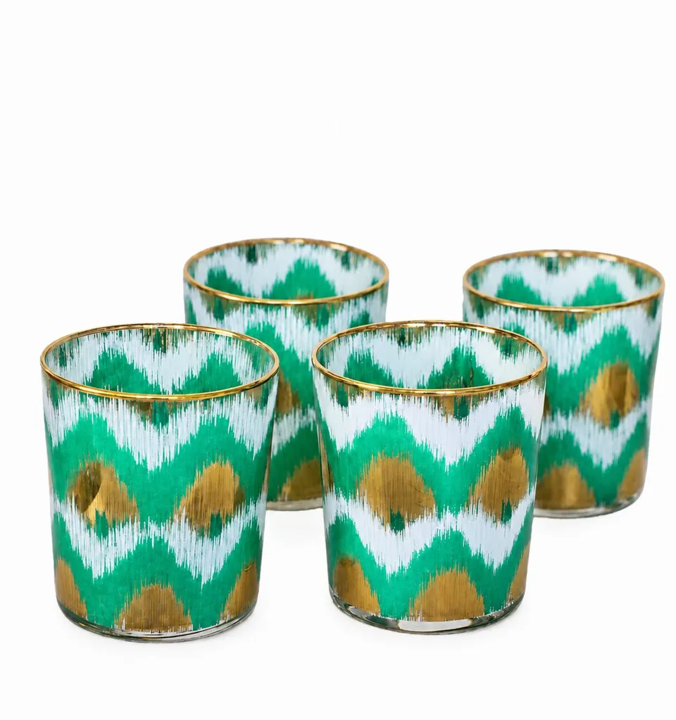 les-ottomans-ikat-tumbler-gr-n-gl-ser-set-4-teilig image 1