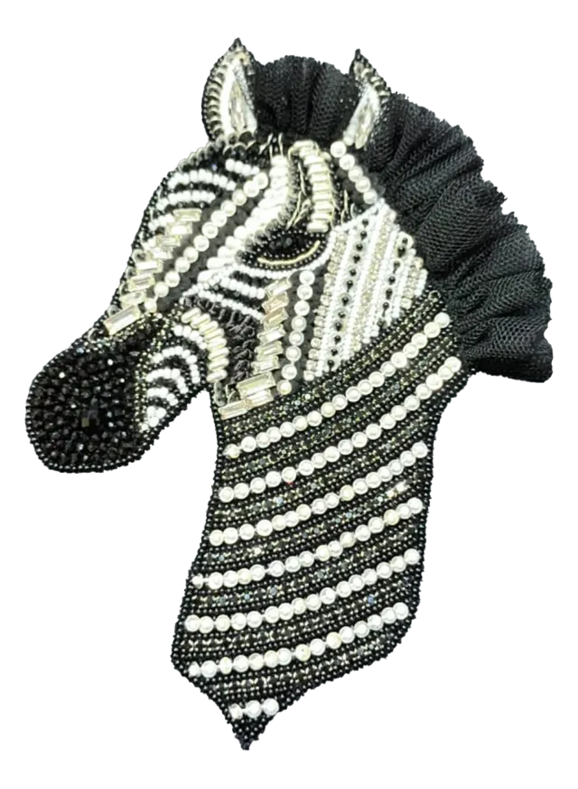 les-ottomans-brosche-zebra-handgestickt image 1