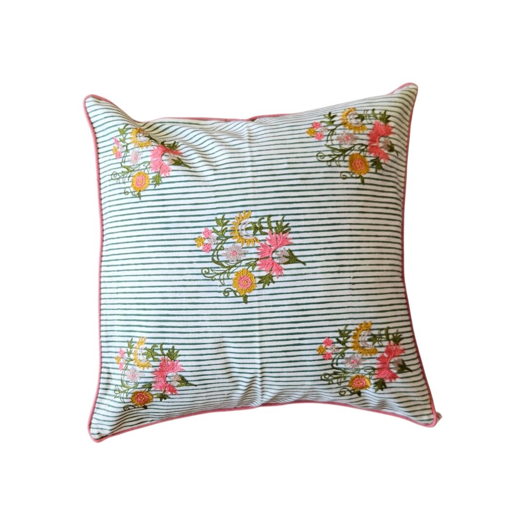 les-ottomans-kissenbezug-baumwolle-handdruck-blumenstickerei image 1