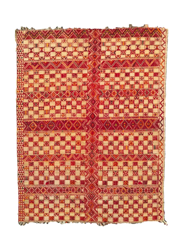 les-ottomans-vintage-mauritanische-matte-stroh-handbestickt image 1