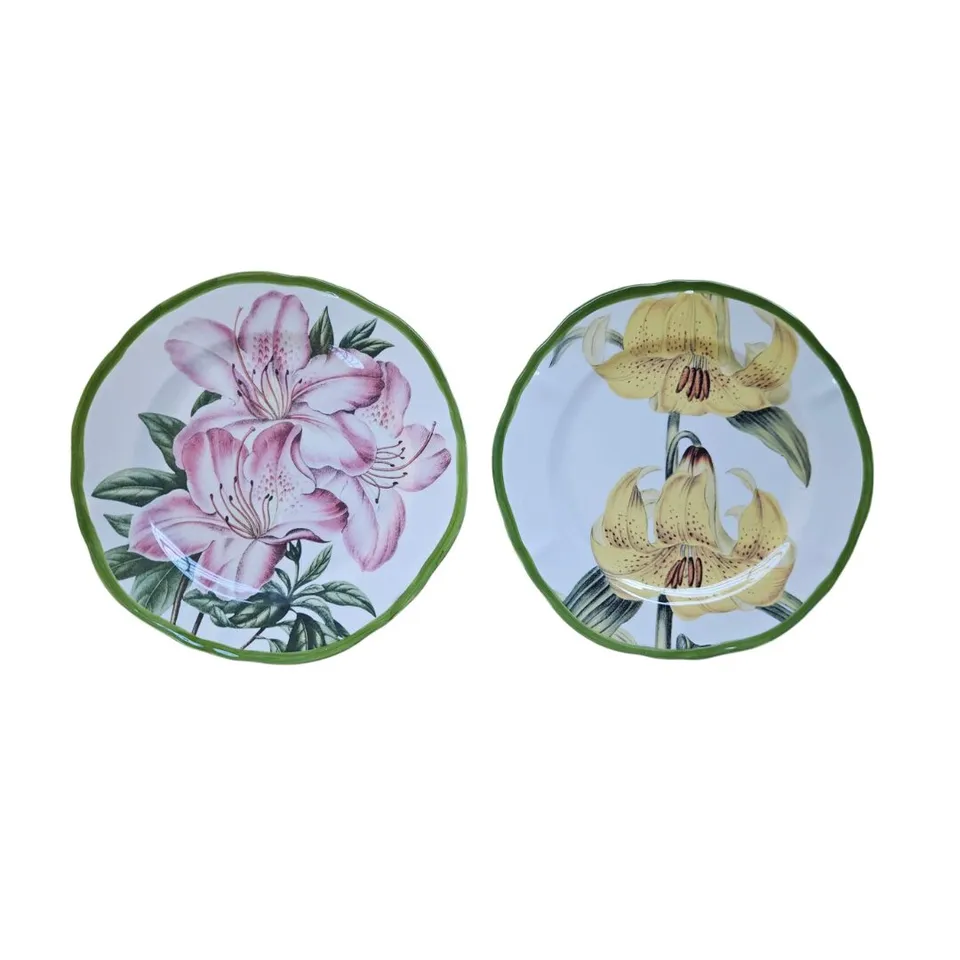 les-ottomans-teller-flach-keramik-floral-set-2-handbemalt image 1