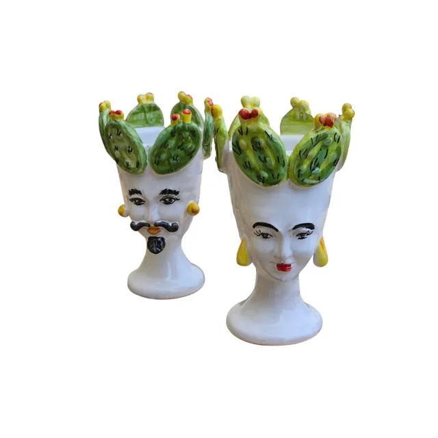 les-ottomans-sicily-sculpture-vase-2er-set-handbemalte-gesichtsvasen image 1
